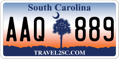 SC license plate AAQ889