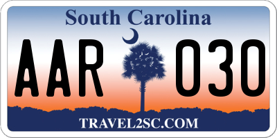 SC license plate AAR030