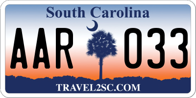 SC license plate AAR033