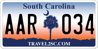 SC license plate AAR034