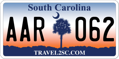 SC license plate AAR062