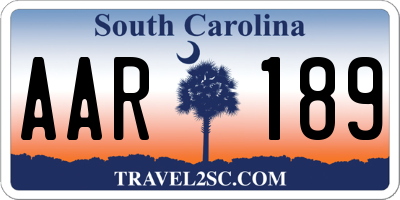 SC license plate AAR189