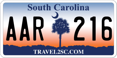 SC license plate AAR216