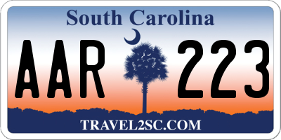 SC license plate AAR223