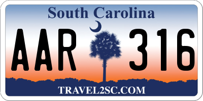 SC license plate AAR316