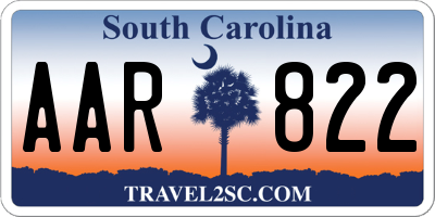 SC license plate AAR822