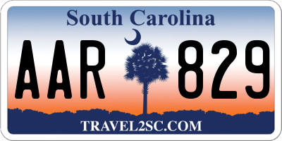 SC license plate AAR829