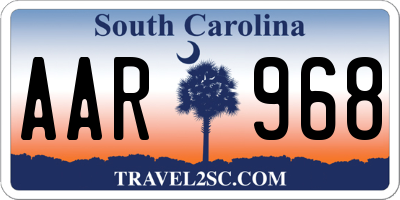 SC license plate AAR968