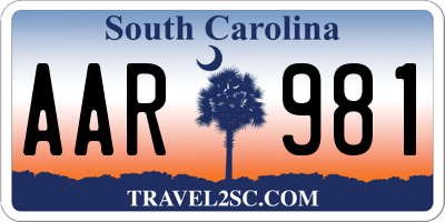 SC license plate AAR981