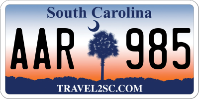 SC license plate AAR985