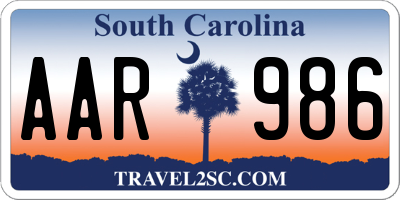 SC license plate AAR986