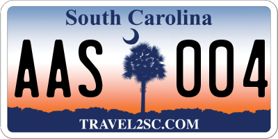 SC license plate AAS004