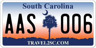 SC license plate AAS006