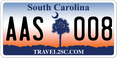 SC license plate AAS008