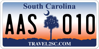 SC license plate AAS010