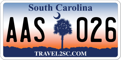 SC license plate AAS026