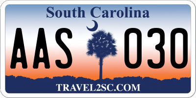 SC license plate AAS030