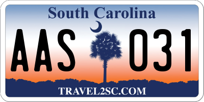SC license plate AAS031
