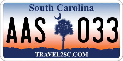 SC license plate AAS033