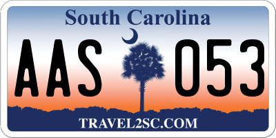 SC license plate AAS053