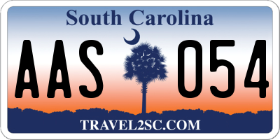 SC license plate AAS054