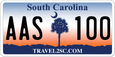 SC license plate AAS100