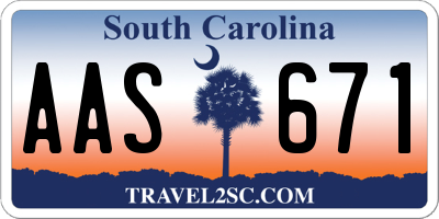 SC license plate AAS671