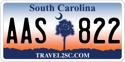 SC license plate AAS822