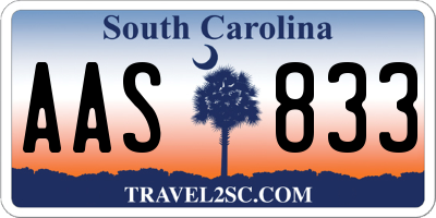 SC license plate AAS833