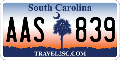 SC license plate AAS839