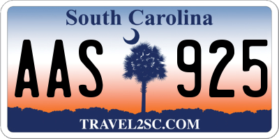 SC license plate AAS925