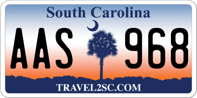 SC license plate AAS968