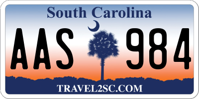 SC license plate AAS984
