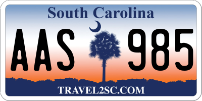 SC license plate AAS985