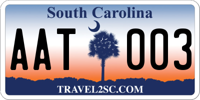 SC license plate AAT003