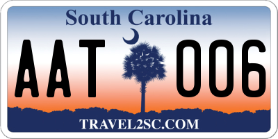 SC license plate AAT006