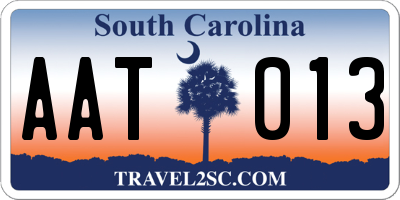SC license plate AAT013