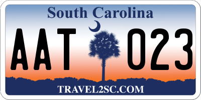 SC license plate AAT023