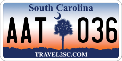 SC license plate AAT036