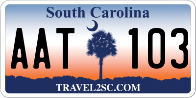 SC license plate AAT103