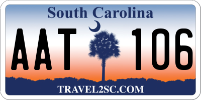 SC license plate AAT106