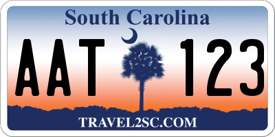 SC license plate AAT123