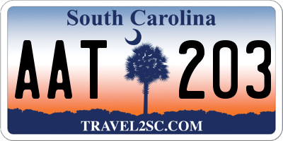 SC license plate AAT203