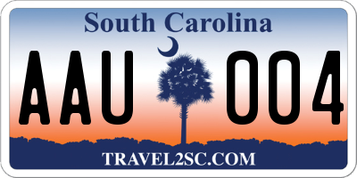 SC license plate AAU004
