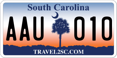 SC license plate AAU010