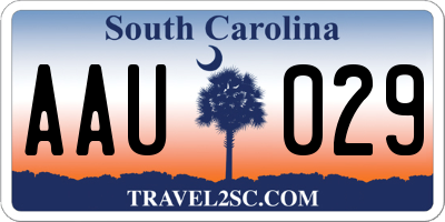 SC license plate AAU029