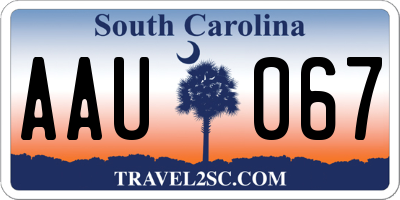 SC license plate AAU067