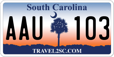 SC license plate AAU103