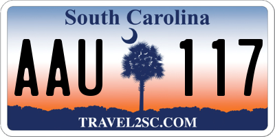 SC license plate AAU117