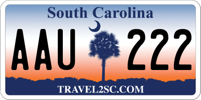 SC license plate AAU222